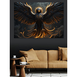Karanlıkta Yükselen Kara Kartal Dekoratif Kanvas - Mdf Ahşap Tablo 50x70 cm