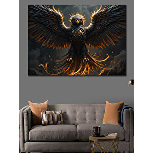 Karanlıkta Yükselen Kara Kartal Dekoratif Kanvas - Mdf Ahşap Tablo 50x70 cm