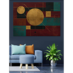 Geometrik Desenli Renkli Zemin Dekoratif Kanvas - Mdf Ahşap Tablo 70x100 cm