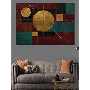 Geometrik Desenli Renkli Zemin Dekoratif Kanvas - Mdf Ahşap Tablo 70x100 cm