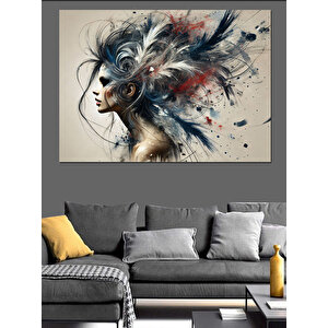 Soyut Kadın Ve Kuşlar Dekoratif Kanvas - Mdf Ahşap Tablo