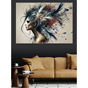 Soyut Kadın Ve Kuşlar Dekoratif Kanvas - Mdf Ahşap Tablo