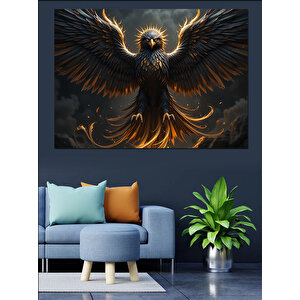 Karanlıkta Yükselen Kara Kartal Dekoratif Kanvas - Mdf Ahşap Tablo 35x50 cm
