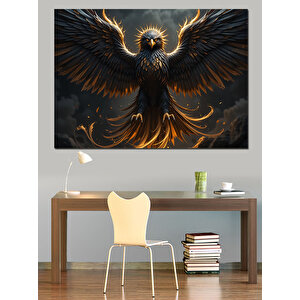 Karanlıkta Yükselen Kara Kartal Dekoratif Kanvas - Mdf Ahşap Tablo