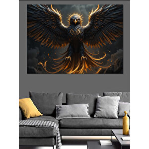 Karanlıkta Yükselen Kara Kartal Dekoratif Kanvas - Mdf Ahşap Tablo