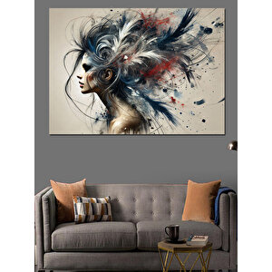 Soyut Kadın Ve Kuşlar Dekoratif Kanvas - Mdf Ahşap Tablo 100x140 cm