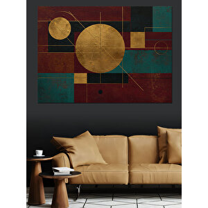 Geometrik Desenli Renkli Zemin Dekoratif Kanvas - Mdf Ahşap Tablo 35x50 cm