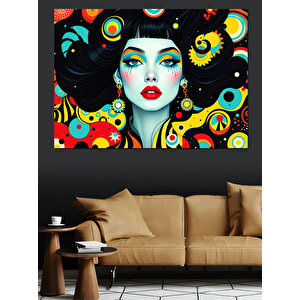 Soyut Desenli Kadın Dekoratif Kanvas - Mdf Ahşap Tablo 70x100 cm