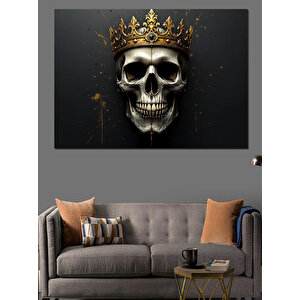 Taçlı Kuru Kafa Tasviri Dekoratif Kanvas - Mdf Ahşap Tablo 50x70 cm