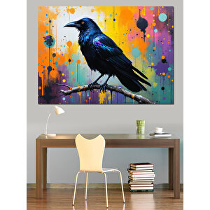 Soyut Siyah Karga Dekoratif Kanvas - Mdf Ahşap Tablo 100x140 cm