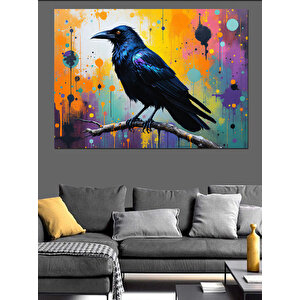 Soyut Siyah Karga Dekoratif Kanvas - Mdf Ahşap Tablo