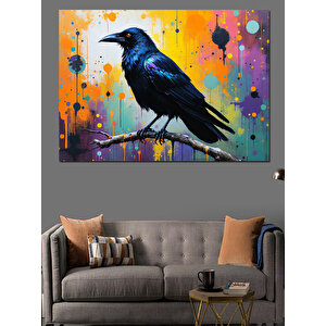 Soyut Siyah Karga Dekoratif Kanvas - Mdf Ahşap Tablo 35x50 cm