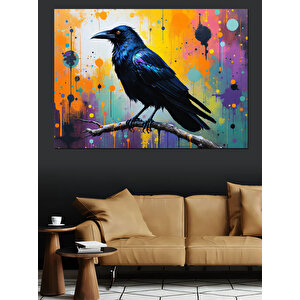 Soyut Siyah Karga Dekoratif Kanvas - Mdf Ahşap Tablo