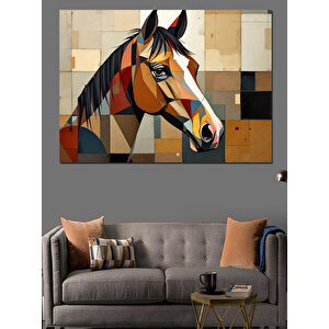 Mozaik Desenli At Portresi Dekoratif Kanvas - Mdf Ahşap Tablo 100x140 cm