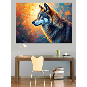 Soyut Kurt Çizimi Dekoratif Kanvas - Mdf Ahşap Tablo 70x100 cm