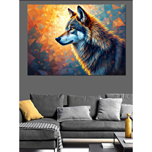 Soyut Kurt Çizimi Dekoratif Kanvas - Mdf Ahşap Tablo 70x100 cm