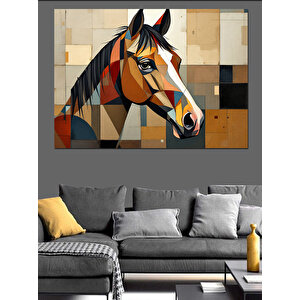 Mozaik Desenli At Portresi Dekoratif Kanvas - Mdf Ahşap Tablo