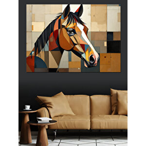 Mozaik Desenli At Portresi Dekoratif Kanvas - Mdf Ahşap Tablo