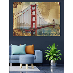 Golden Gate Köprüsü Dekoratif Kanvas - Mdf Ahşap Tablo