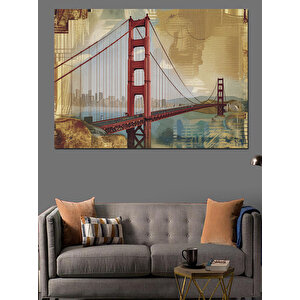 Golden Gate Köprüsü Dekoratif Kanvas - Mdf Ahşap Tablo