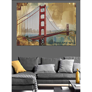 Golden Gate Köprüsü Dekoratif Kanvas - Mdf Ahşap Tablo 100x140 cm