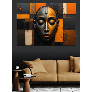 Modern Afrika Maskesi Deseni Dekoratif Kanvas - Mdf Ahşap Tablo 100x140 cm