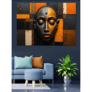Modern Afrika Maskesi Deseni Dekoratif Kanvas - Mdf Ahşap Tablo 100x140 cm