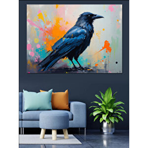 Soyut Renkli Karga Dekoratif Kanvas - Mdf Ahşap Tablo 35x50 cm