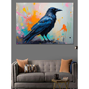 Soyut Renkli Karga Dekoratif Kanvas - Mdf Ahşap Tablo 35x50 cm