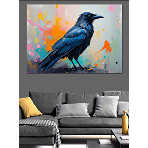 Soyut Renkli Karga Dekoratif Kanvas - Mdf Ahşap Tablo