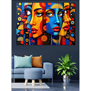 Soyut Desenli Renkli Kadın Dekoratif Kanvas - Mdf Ahşap Tablo