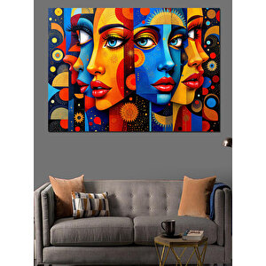 Soyut Desenli Renkli Kadın Dekoratif Kanvas - Mdf Ahşap Tablo