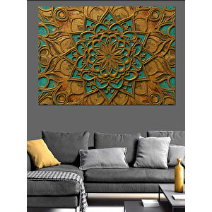 Turkuaz Desenli Geometrik Sanat Dekoratif Kanvas - Mdf Ahşap Tablo 25x35 cm