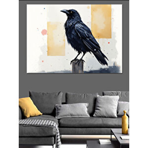 Siyah Karga Silüeti Dekoratif Kanvas - Mdf Ahşap Tablo