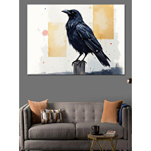 Siyah Karga Silüeti Dekoratif Kanvas - Mdf Ahşap Tablo 100x140 cm
