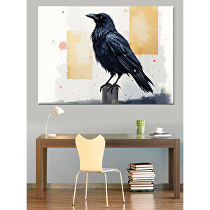 Siyah Karga Silüeti Dekoratif Kanvas - Mdf Ahşap Tablo 25x35 cm