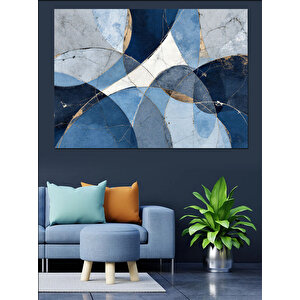 Mavi Desenli Modern Zemin Dekoratif Kanvas - Mdf Ahşap Tablo 50x70 cm