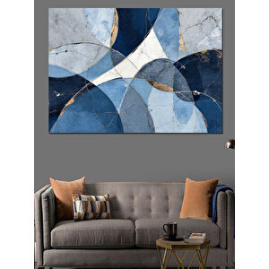Mavi Desenli Modern Zemin Dekoratif Kanvas - Mdf Ahşap Tablo 50x70 cm