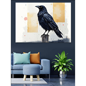 Siyah Karga Silüeti Dekoratif Kanvas - Mdf Ahşap Tablo 70x100 cm