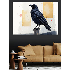 Siyah Karga Silüeti Dekoratif Kanvas - Mdf Ahşap Tablo