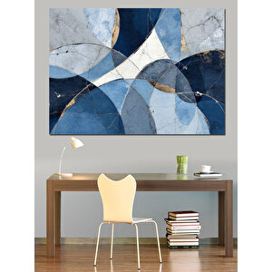 Mavi Desenli Modern Zemin Dekoratif Kanvas - Mdf Ahşap Tablo 70x100 cm