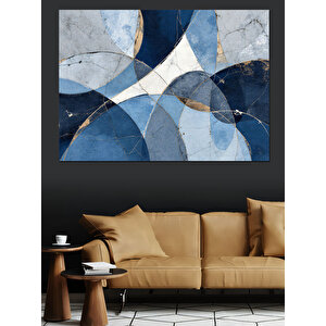 Mavi Desenli Modern Zemin Dekoratif Kanvas - Mdf Ahşap Tablo