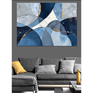 Mavi Desenli Modern Zemin Dekoratif Kanvas - Mdf Ahşap Tablo