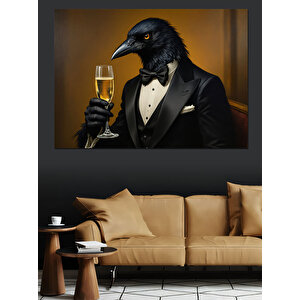 Takım Elbiseli Karga Dekoratif Kanvas - Mdf Ahşap Tablo 50x70 cm