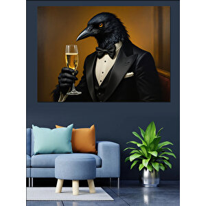 Takım Elbiseli Karga Dekoratif Kanvas - Mdf Ahşap Tablo