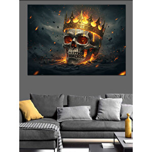 Alevli Kuru Kafa Dekoratif Kanvas - Mdf Ahşap Tablo 100x140 cm