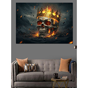 Alevli Kuru Kafa Dekoratif Kanvas - Mdf Ahşap Tablo 35x50 cm