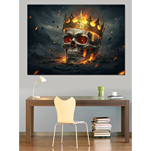 Alevli Kuru Kafa Dekoratif Kanvas - Mdf Ahşap Tablo 35x50 cm