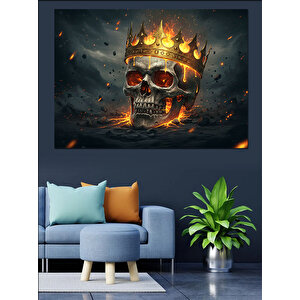 Alevli Kuru Kafa Dekoratif Kanvas - Mdf Ahşap Tablo