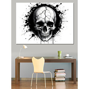 Siyah Beyaz Kuru Kafa Dekoratif Kanvas - Mdf Ahşap Tablo 25x35 cm